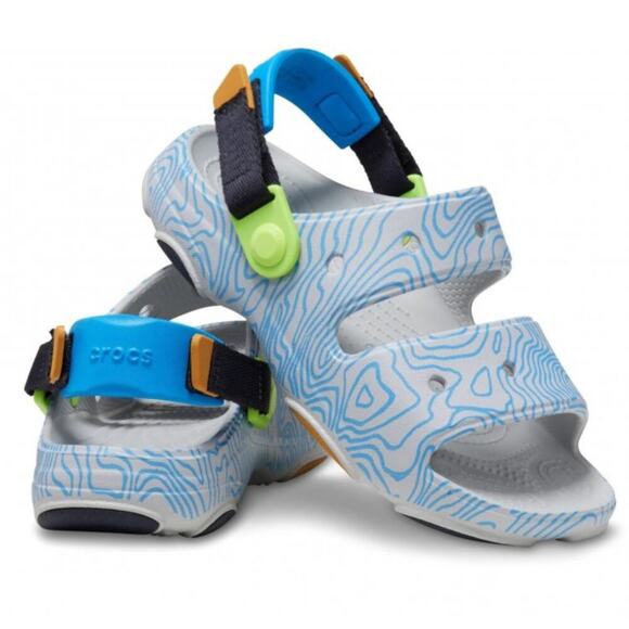 CROCS Other - Crocs Boys Deep Navy Multi All Terrain Topographic Sandals Size 11